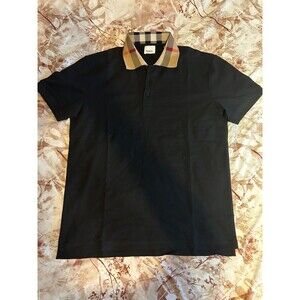 Burberry collared tee black beige size xsmall